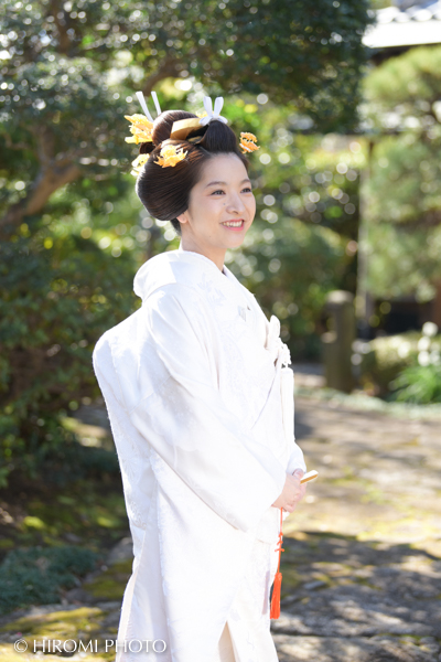 地毛結いの日本髪で結婚記念写真