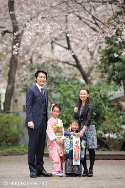 桜の季節の七五三撮影